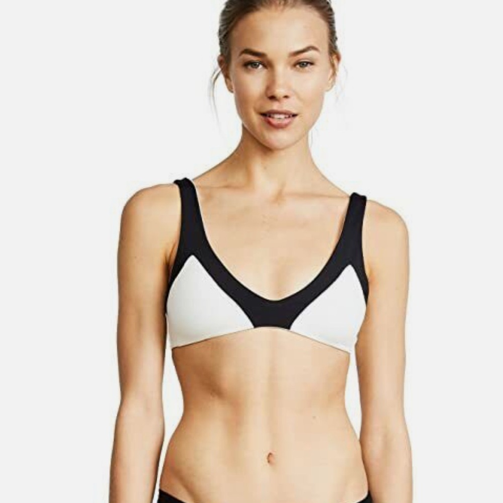 L*Space Black and White Bikini Top
